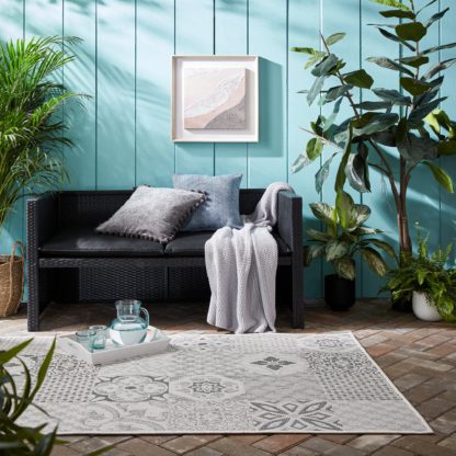 An Image of Purity Tile Indoor Outdoor Rug Light Grey