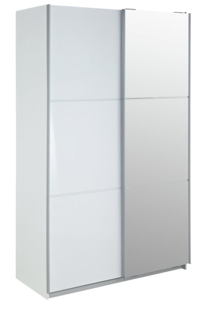 An Image of Habitat Holsted Medium White & Mirrored Wardrobe