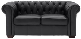 An Image of Habitat Chesterfield 2 Seater Leather Sofa - Black