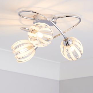 An Image of Rosa 3 Light Chrome Semi-Flush Ceiling Fitting Silver