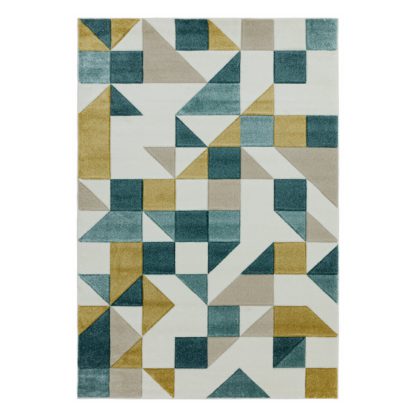 An Image of Asiatic Sketch Geo Rectangle Rug - 120x170cm - Grey & Gold