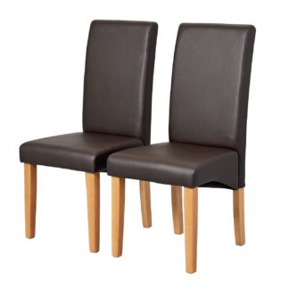 An Image of Habitat Pair of Skirted Dining Chairs - Chocolate