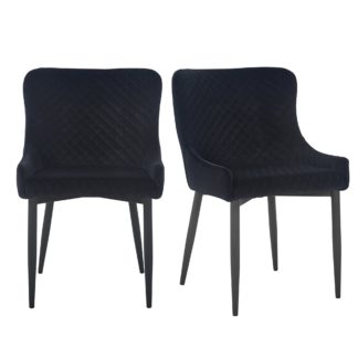 An Image of Montreal Set of 2 Dining Chairs Black Velvet Black