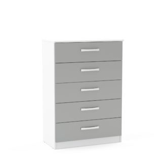 An Image of Lynx White and Grey 5 Drawer Chest Grey
