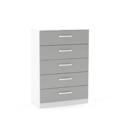 2d711b4f632ec990f55851bb2d429408164051478f69986276763f136b8951a8.jpg An Image of Lynx White and Grey 5 Drawer Chest Grey
