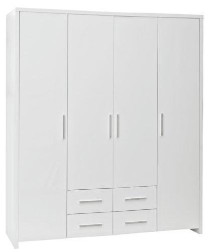 An Image of Habitat Broadway 4 Dr 4 Drw Wardrobe - Grey Gloss & White