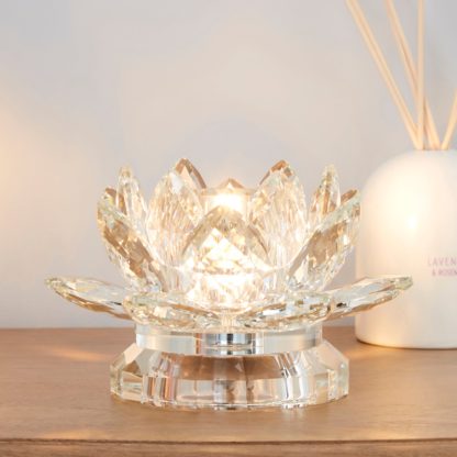 An Image of Dorma Cassali Lotus Flower Crystal Table Lamp Clear