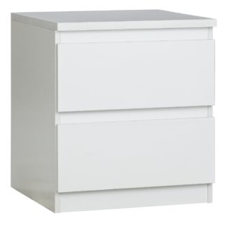 An Image of Habitat Jenson 2 Drawer Bedside Table - Gloss White