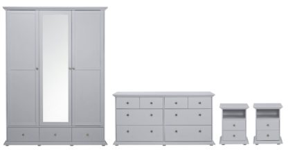 An Image of Habitat Heathland 4Pc 3 Door 3 Drawer Wardrobe Set - Grey