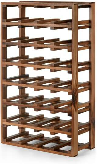 An Image of Clover Acacia Wood Extra Large 28 Bottle Wine Rack, Natural