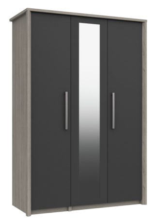 An Image of Grasmere 3 Door Mirror Wardrobe - Dark Grey