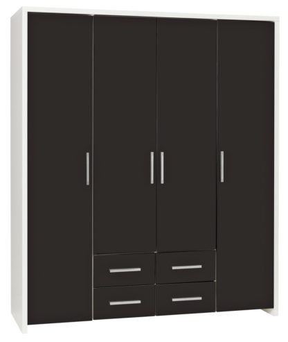 An Image of Habitat Broadway 4 Dr 4 Drw Wardrobe - Grey Gloss & White