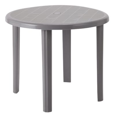 An Image of Argos Home Round 4 Seater Garden Table - Light Grey