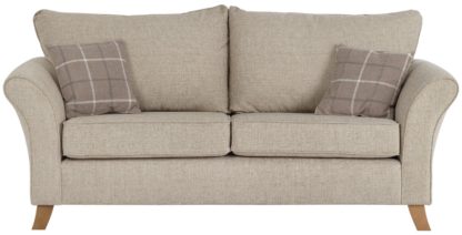 An Image of Argos Home Kayla 3 Seater Fabric Sofa - Beige