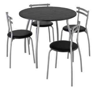 An Image of Argos Home Leon Black Dining Table & 4 Black Chairs