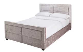 An Image of Argos Home Kourtney Crushed Velvet Double Bed Frame - Silver