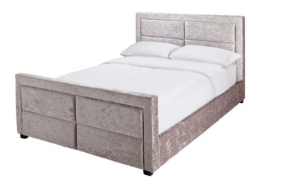 306c7f839a37cce5fab83774762db868621847f48d3c75c1bb4a19a5efd40579.jpg An Image of Argos Home Kourtney Crushed Velvet Double Bed Frame - Silver