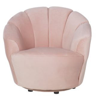An Image of Habitat Ezra Velvet Swivel Chair - Blush Pink