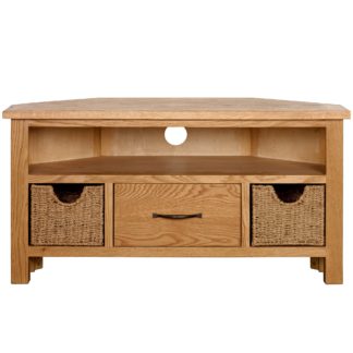 An Image of Sidmouth Oak Corner TV Stand Light Brown / Natural