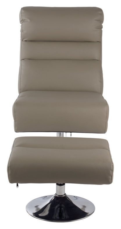 An Image of Argos Home Costa Faux Leather Swivel Chair & Footstool -Grey