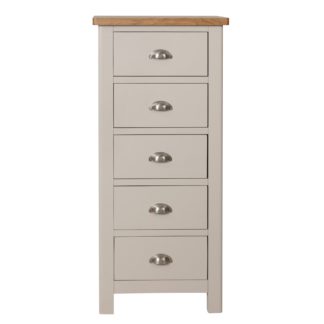 An Image of Reese 5 Drawer Narrow Chest Grey and Brown