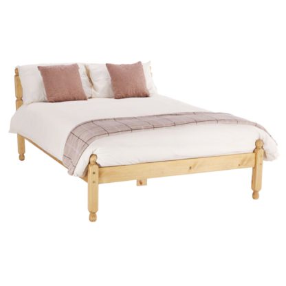 An Image of Spindle Natural Waxed Bed Frame Natural