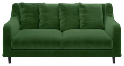 An Image of Habitat Swift 3 Seater Velvet Sofa - Moss Green