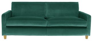 An Image of Habitat Chester 3 Seater Velvet Sofa - Emerald Green