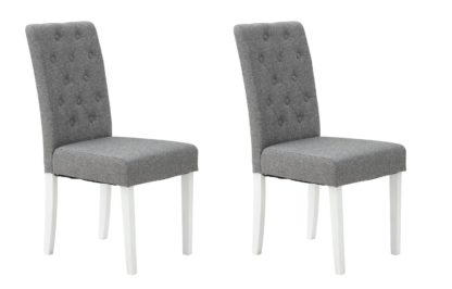 3287b16f0f902912a5b2961fb49191f8c2f0c608f0ca0e25e428341f9210ae75.jpg An Image of Habitat Pair of Tweed Button Mid Back Chair -Grey & White