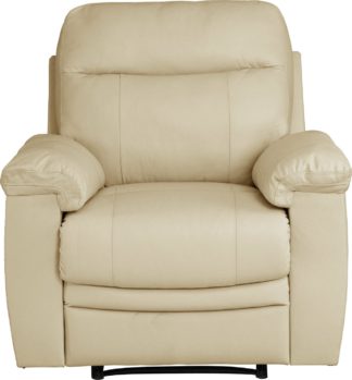 An Image of Argos Home Paolo Leather Mix Manual Recliner Chair - Ivory