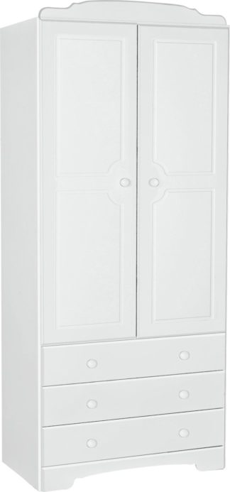 An Image of Argos Home Nordic 2 Door 3 Drawer Wardrobe - Soft White