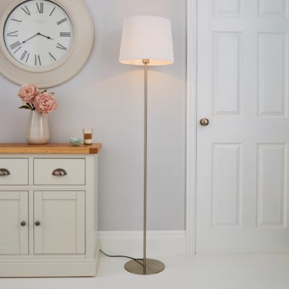 An Image of Tula Micro Pleat White Shade Floor Lamp White