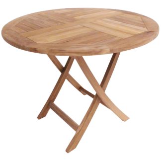 An Image of Teak Wooden 4 Seater Round Table Natural