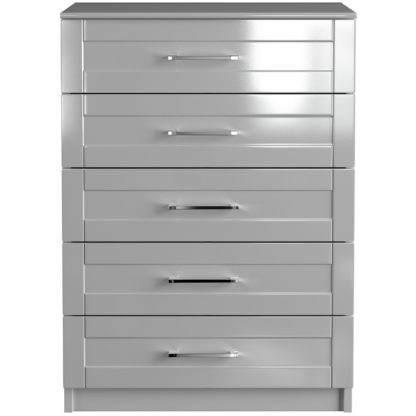 An Image of One Call Colby Gloss 5 Drawer Chest of Drawers - White