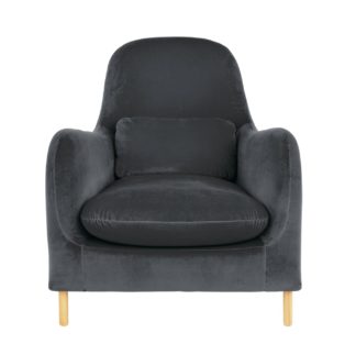 An Image of Habitat Smithfield Dark Grey Velvet Armchair