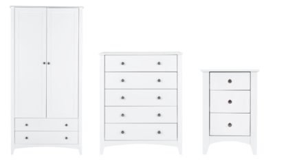 An Image of Habitat Minato 3 Piece 2 Door Wardrobe Set - White