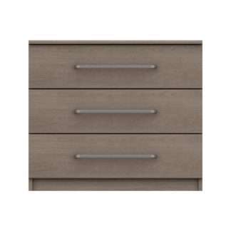 An Image of Parker Beige 3 Drawer Chest Dark Wood (Brown)