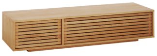 An Image of Habitat Max Slatted 2 Door TV Unit - Oak