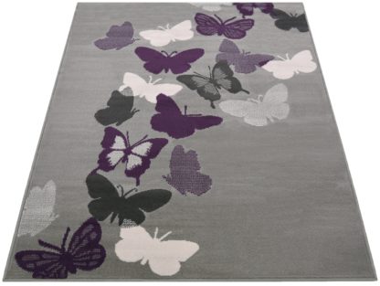 An Image of Butterflies Rug - 80x150cm - Grey.