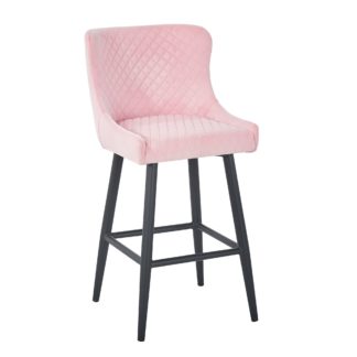 An Image of Montreal Bar Stool Blush Velvet Blush