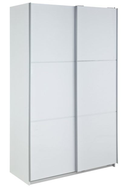 An Image of Habitat Holsted Gloss Medium Sliding Wardrobe - Grey