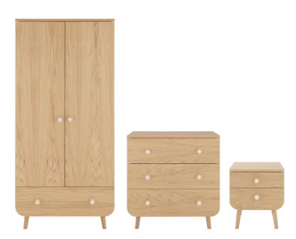 An Image of Habitat Etta 3 Piece 2 Door Wardrobe Set - Oak