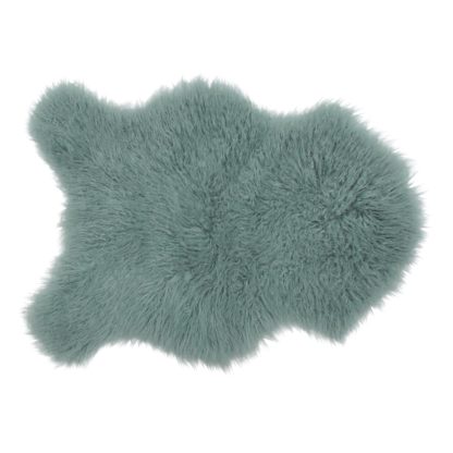 An Image of Argos Home Mongolian Faux Fur Rug - 60x90cm - Duck Egg