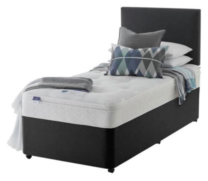 An Image of Silentnight Travis Ortho Microcoil Single Divan Bed-Charcoal