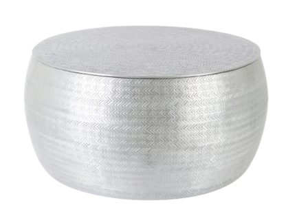 An Image of Habitat Sona Silver Storage Hammered Aluminium Coffee Table