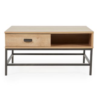An Image of Fulton Oak Effect Lift Up Coffee Table Brown and Grey