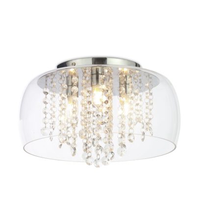 An Image of SPA Semi Flush Cloche Bathroom Ceiling Light -Glass & Chrome