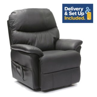 An Image of Lars Riser Recliner Dual Motor Leather Chair - Black.