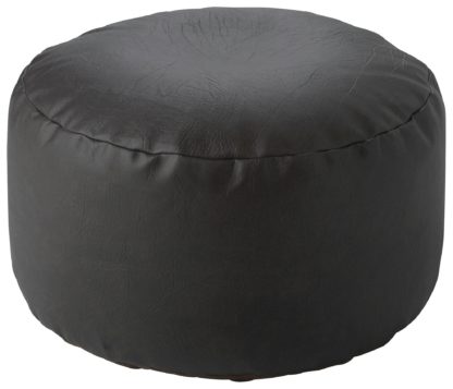 An Image of Habitat Faux Leather Footstool - Black