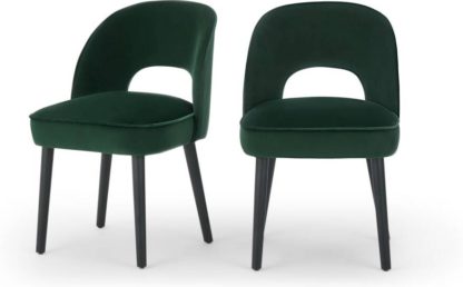 An Image of Set of 2 Rory Dining Chairs, Pine Green Velvet
